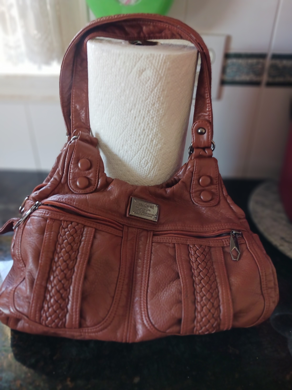 Brown Women’s Braided Shoulder Bag. Softest Material.